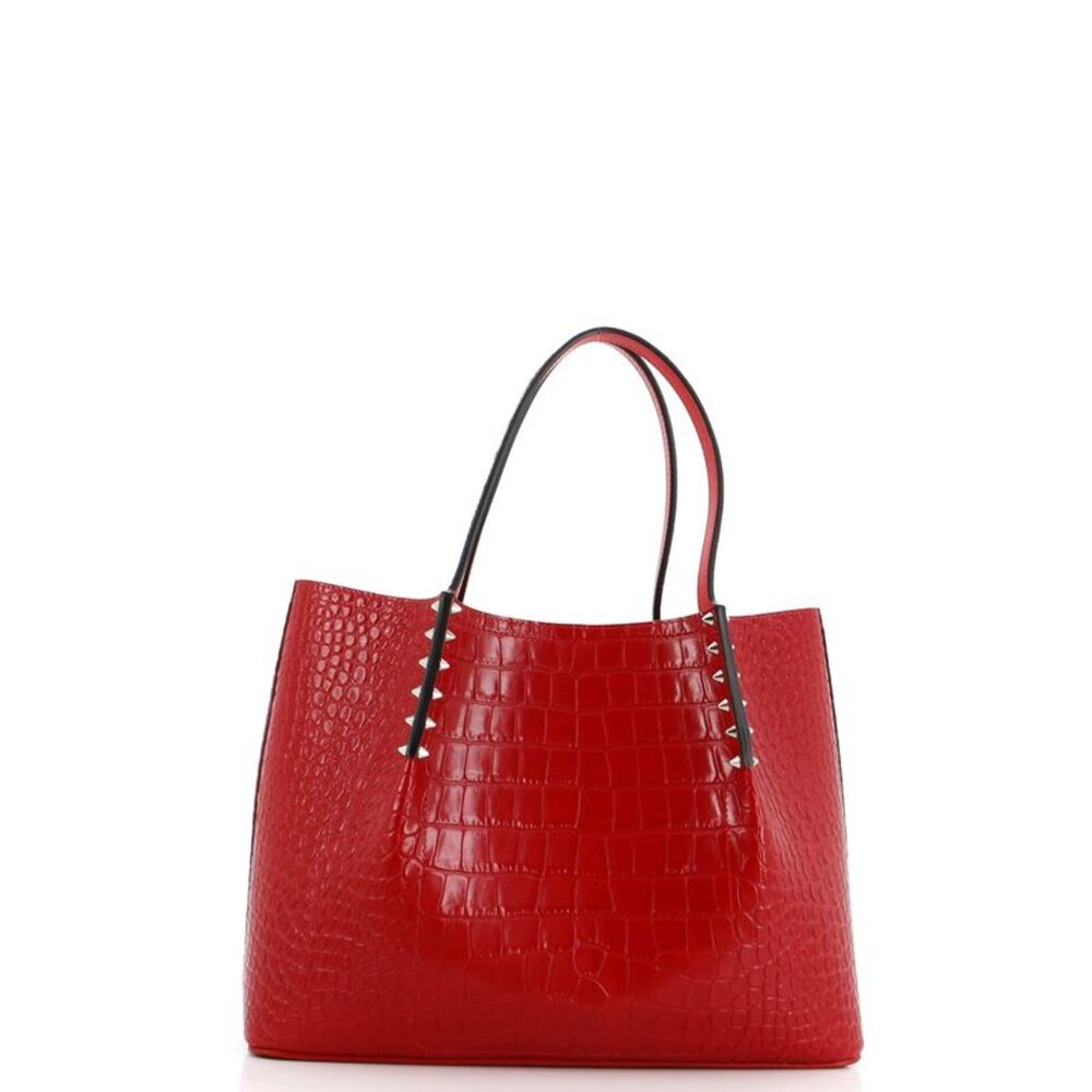 Christian Louboutin Cabarock Tote Crocodile Embossed Leather Small Red - Picture 3 of 7